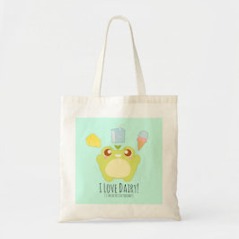 Schattige Ik hou van Zuivel Treats Frog Tote Bag