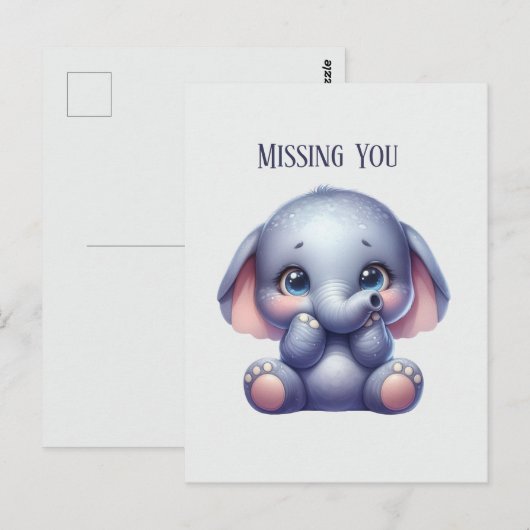 Schattige Ik mis je olifant Briefkaart (Voorkant / Achterkant)
