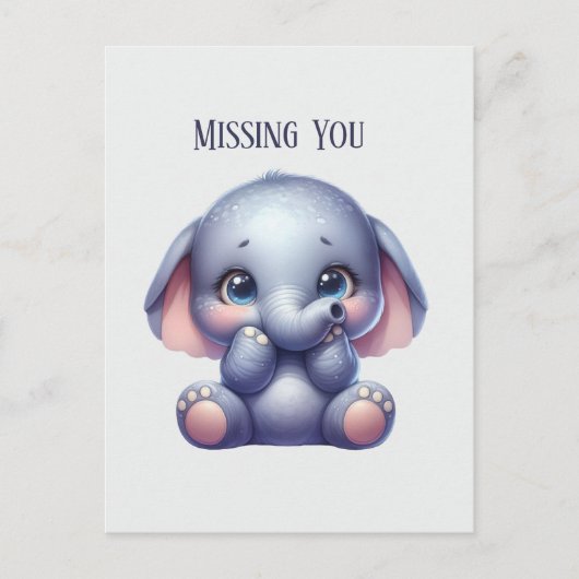 Schattige Ik mis je olifant Briefkaart (Voorkant)