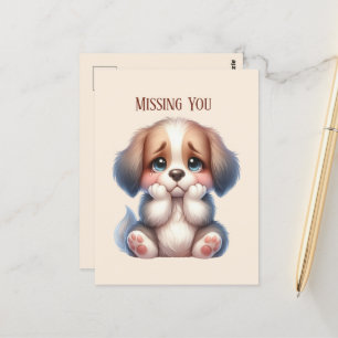 Schattige Ik mis je puppy Briefkaart
