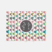 Schattige illustratie "Love Pugs" kleurrijke pugs Fleece Deken (Voorkant (Horizontaal))