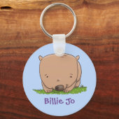 Schattige illustratie van de vrouwelijke cartoon v sleutelhanger (Voorkant)