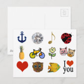 schattige illustraties briefkaart (Voorkant / Achterkant)