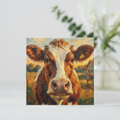 Schattige Impasto Koe op Boerderij Blanko (Staand voorkant)