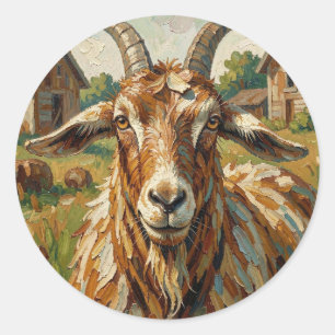 Schattige Impastos Boerderij Dier Geit Ronde Sticker