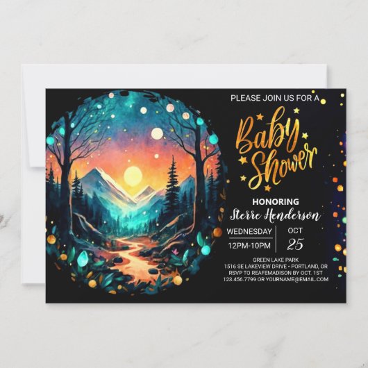 Schattige In de Bossen Betoverd Baby shower Kaart (Voorkant)