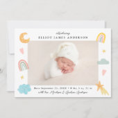 Schattige In De Wolken Regenboog & Sterren Fotogeb Aankondiging (Voorkant)