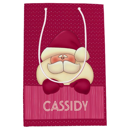 Schattige  in Pink Girly Santa Theme Medium Cadeauzakje (Voorkant)
