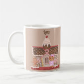 Schattige in roze peperkoek meisje en Snoep huis Koffiemok (Links)