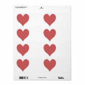 Schattige Indiaas Rode Hart Etiket (Full Sheet)