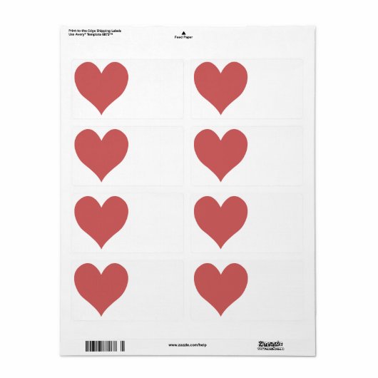 Schattige Indiaas Rode Hart Etiket (Full Sheet)