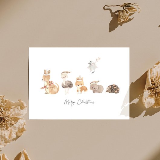 Schattige inheemse Australische dieren Kerstmis Feestdagenkaart
