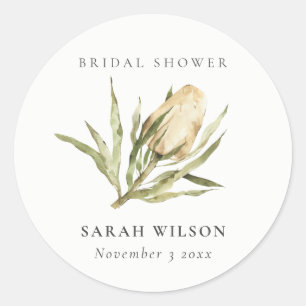 Schattige inheemse Banksia-aquarel Flora Bruilofts Ronde Sticker