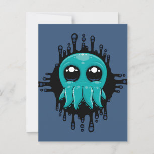 Schattige Inky Baby Octopus Vriend Briefkaart