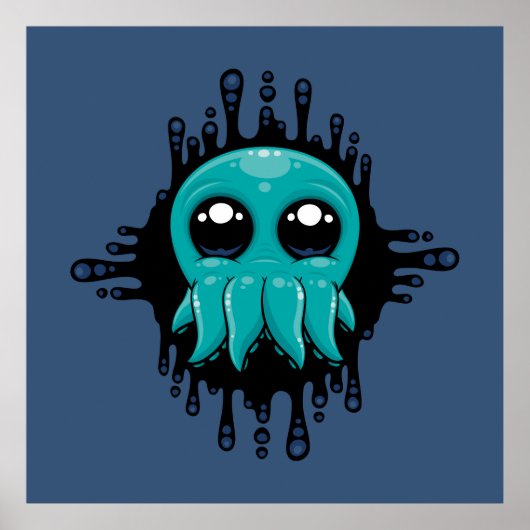 Schattige Inky Baby Octopus Vriend Poster (Voorkant)