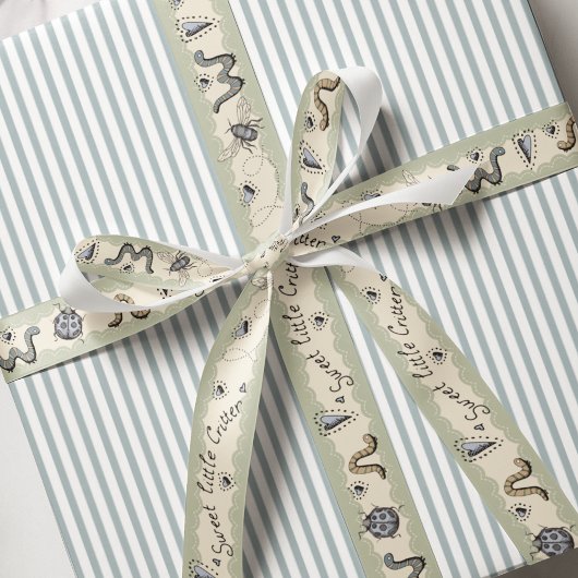 Schattige Insect Boho Pastels Blauw Sage Cream Bab Grosgrain Lint