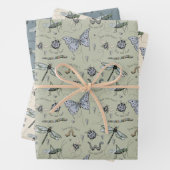 Schattige Insect Boho Pastels Blauw Sage Cream Bab Inpakpapier Vel (In situ)