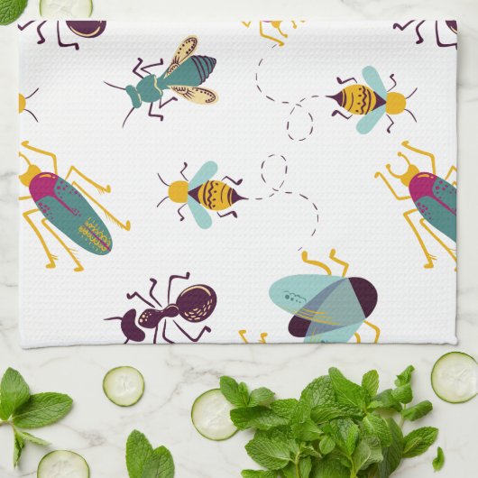 schattige insecteninsecten theedoek (Gevouwen)