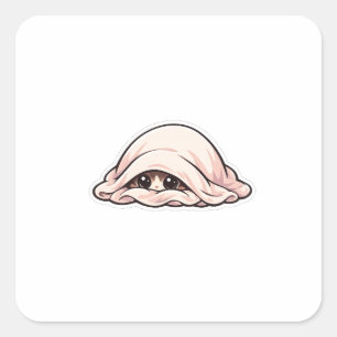 Schattige Introverte Kat Onder Dekent Knus Antisoc Vierkante Sticker