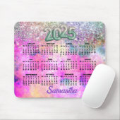 Schattige Iridescen Silver Faux Glitter Monogram 2 Muismat (Met muis)