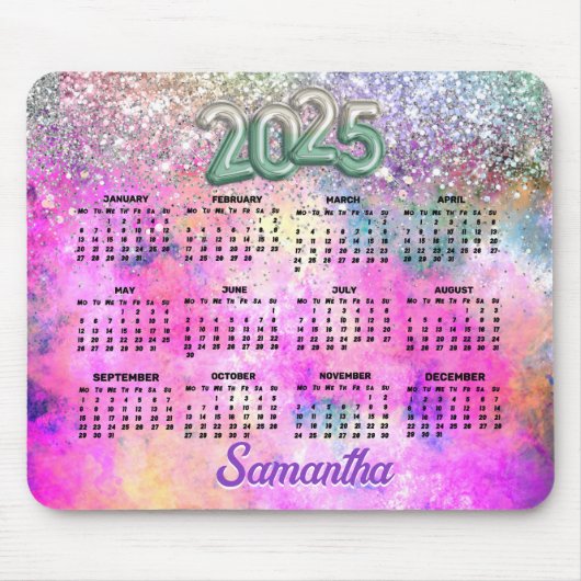 Schattige Iridescen Silver Faux Glitter Monogram 2 Muismat (Voorkant)