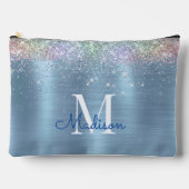 Schattige iriserend ijsblauw glitter monogram etui (Voorkant)