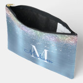 Schattige iriserend ijsblauw glitter monogram etui (Open)