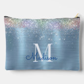 Schattige iriserend ijsblauw glitter monogram etui (Achterkant)