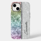 Schattige iriserend zilver faux glitter monogram Case-Mate iPhone case (Achterkant)