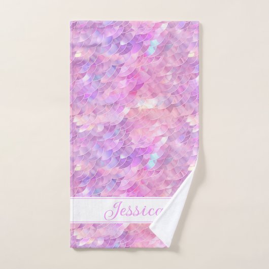 Schattige iriserende eenhoorn ombre glitter monogr bad handdoek (Handdoek)