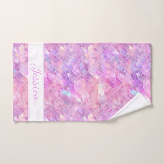 Schattige iriserende eenhoorn ombre glitter monogr bad handdoek (Handdoek)