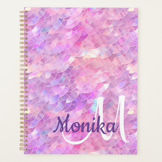 Schattige iriserende eenhoorn ombre glitter monogr planner (Voorkant)