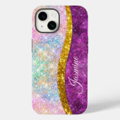 Schattige iriserende fuchsia gouden nepschitterend Case-Mate iPhone case (Achterkant)