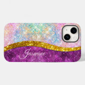Schattige iriserende fuchsia gouden nepschitterend Case-Mate iPhone case (Achterkant (horizontaal))