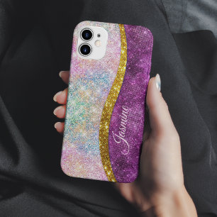 Schattige iriserende fuchsia gouden nepschitterend Case-Mate iPhone case