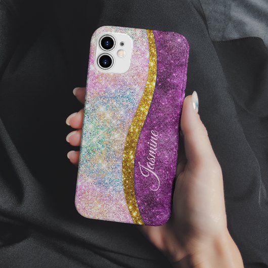 Schattige iriserende fuchsia gouden nepschitterend Case-Mate iPhone case
