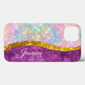 Schattige iriserende fuchsia gouden nepschitterend Case-Mate iPhone case (Achterkant (horizontaal))