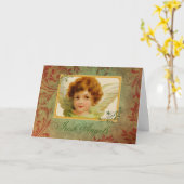 Schattige  Irish Angel & Blessing Kaart (Gele Bloem)
