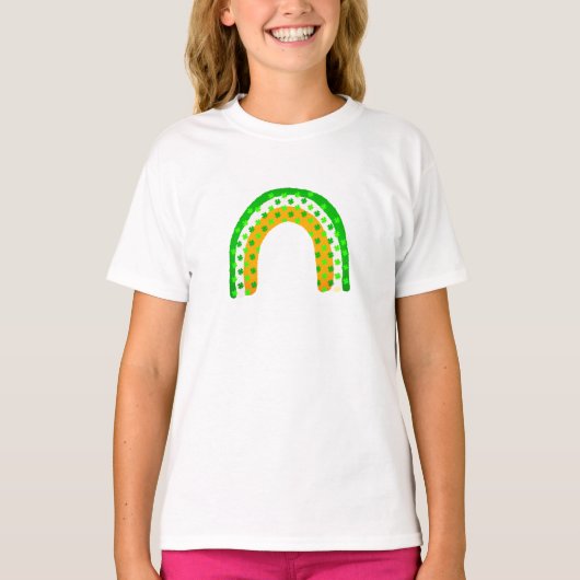 Schattige Irish Clover Green Rainbow Shirt voor ki (Voorkant)
