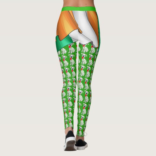 Schattige Irish Shamrock Dog Pop Mode Leggings (Achterkant)