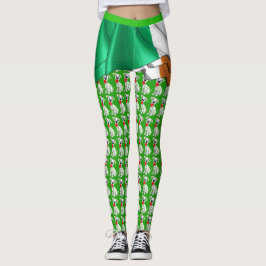 Schattige Irish Shamrock Dog Pop Mode Leggings