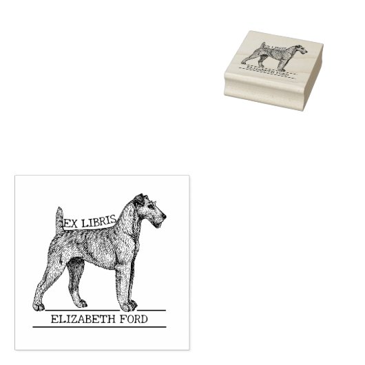 Schattige Irish Terrier Dog  Library Ex Libris Rubberstempel (Gestempeld)