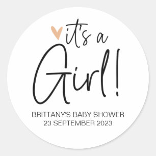 Schattige is een meisje Baby shower gunst dank u Ronde Sticker