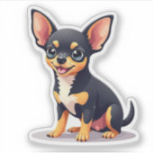 Schattige isometrische chihuahua, speelse pup, kle sticker (Voorkant)