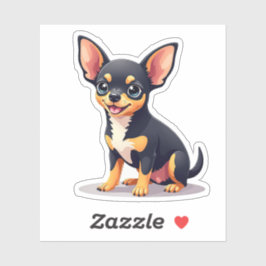 Schattige isometrische chihuahua, speelse pup, kle sticker
