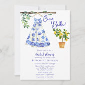 Schattige Italiaans Blauw Jurk Ciao Bella Vrijgeze Kaart (Voorkant)