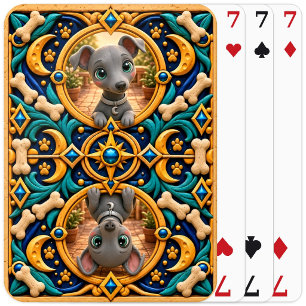 Schattige Italiaanse Greyhound Puppy, Baby Hond Pokerkaarten