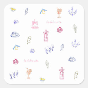 Schattige Italiaanse Minimalistische Verjaardag Vierkante Sticker