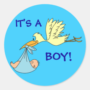 Schattige ITS A BOY Pasgeboren Baby Stork Blue Ronde Sticker