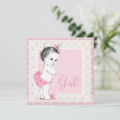 Schattige ivoor- en roze babyshower kaart (Staand voorkant)